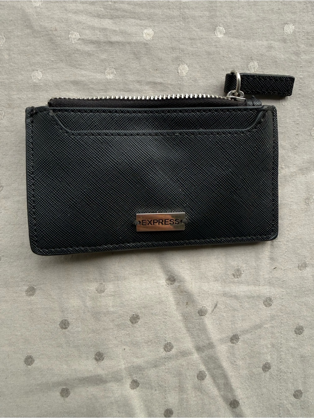 Express Black Card & Key Leather Zipper Holder